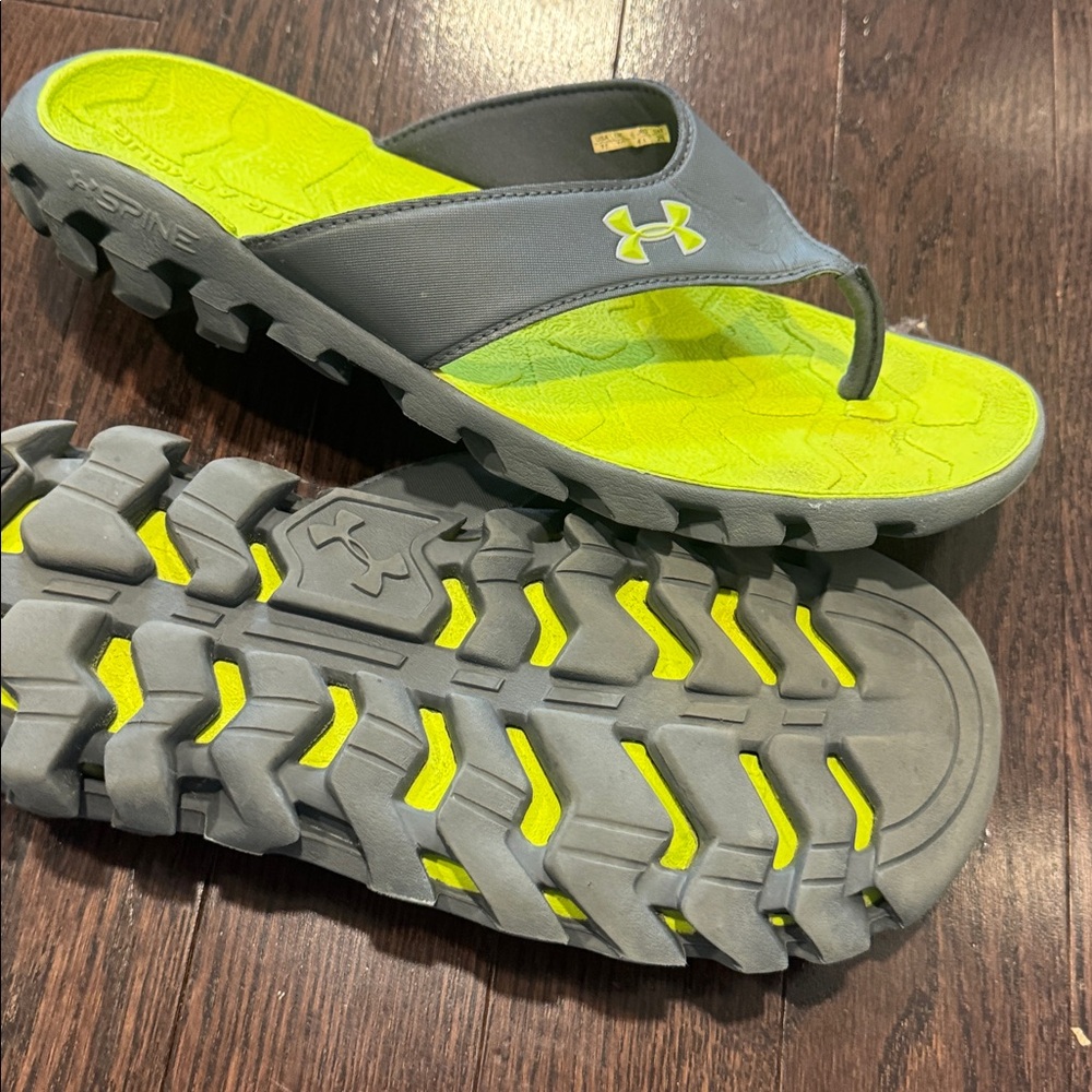 Under Armour Men’s  Sandals - Gray and Neon Green - Picture 4 of 5